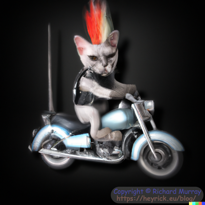 Punk cat on a Harley