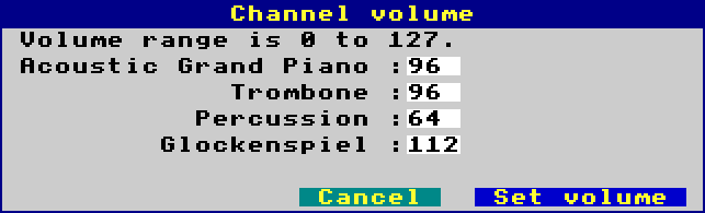 Channel volume dialogue