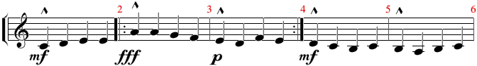 Musical notation with a repeat