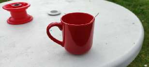 A big red mug