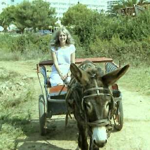 Mom in a donkey cart