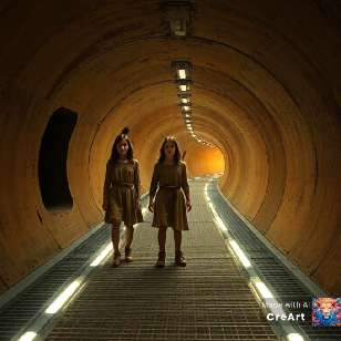 Girls in a tunnel