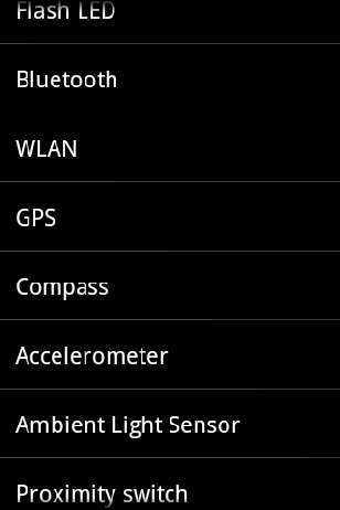 The Xperia Mini Pro service tests menu