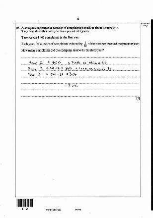 Examination paper, maths foundation, page 12
