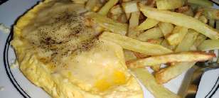 Scrambled egg and chips