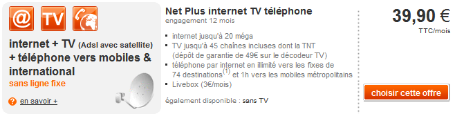 Orange 'Net Plus internet TV telephone' offer