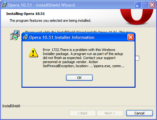 Opera 10.51 installer fail