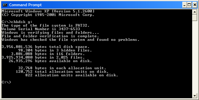 Chkdsk, failing to spot any problem