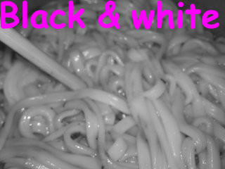 Effect mode example - noodles, black and white