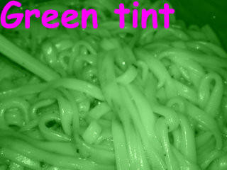 Effect mode example - noodles, green tint