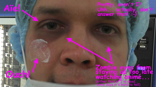 Annotated photo of me (avert your eyes now).