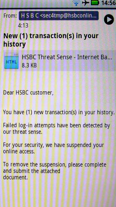 HSBC spam (as seen on my phone)
