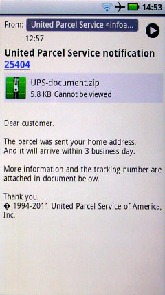 UPS spam (as seen on my phone)