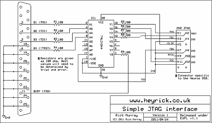 Rick's JTAG interface v1