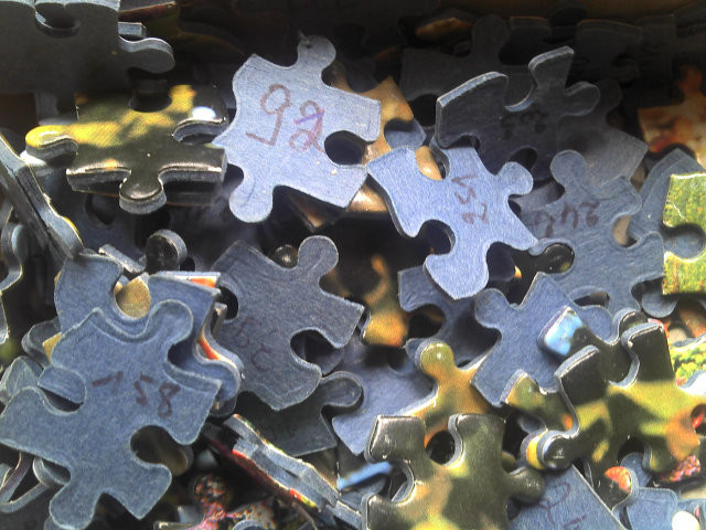 Jigsaw puzzle, each piece numbered