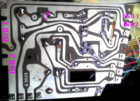 Telephone circuit board, solder side.