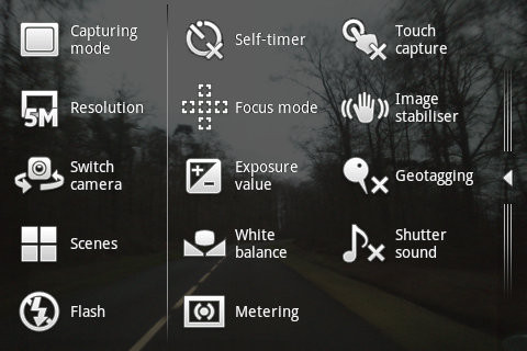 Xperia Mini Pro - camera options [synthesised image]