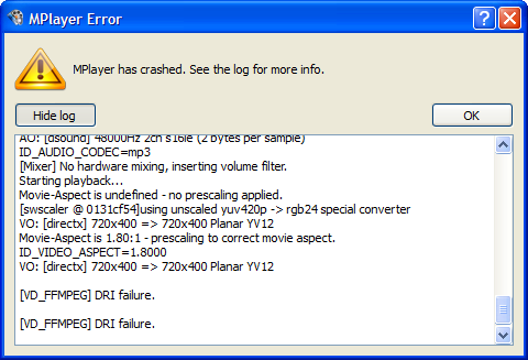 SMPlayer error report