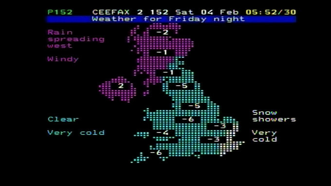 New satellite receiver - old school teletext, this is how the weather report is supposed to look ;-)