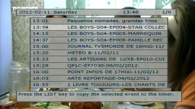 New satellite receiver - EPG info on a (compatible) European channel