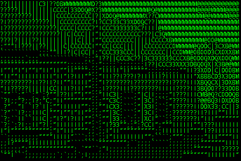 The house, rendered as lovely ASCII art