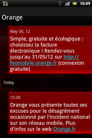 Orange's apology by SMS