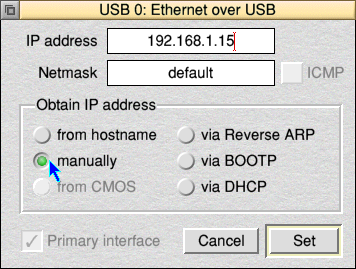 Setting IP address