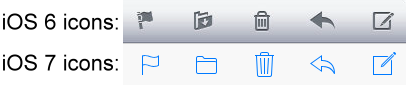 iOS 6 vs 7 icon comparison