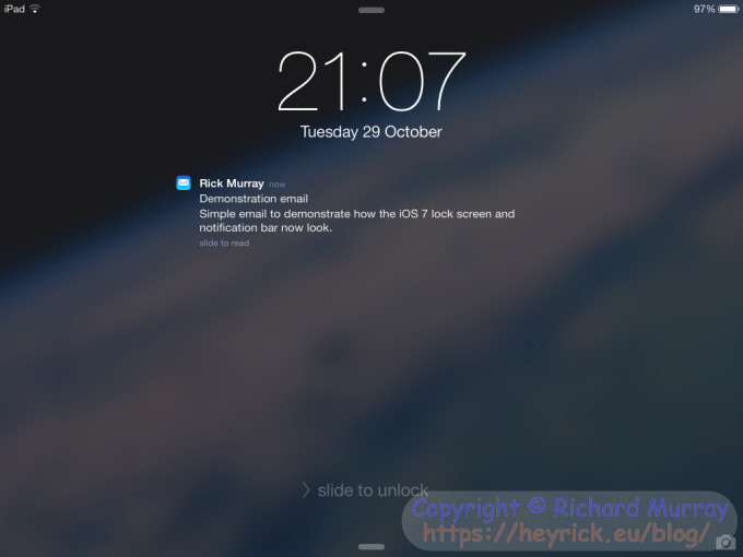 The lock screen with notifications