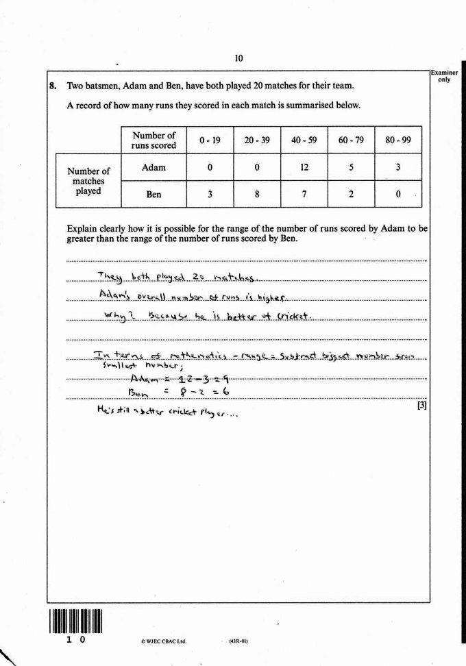 Examination paper, maths foundation, page 10