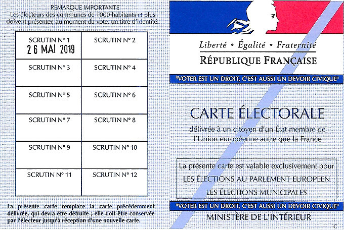 My voter's card BECAUSE FRANCE UNDERSTANDS DEMOCRACY