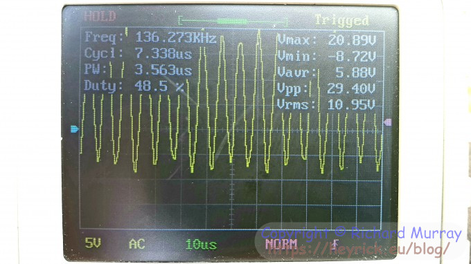 Charging waveform, 10us