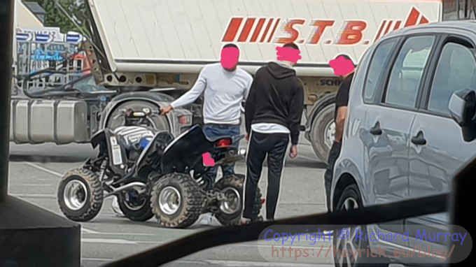 Selling a quad bike in a supermarket car park