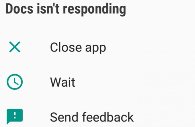 Google Docs - Application Not Responding