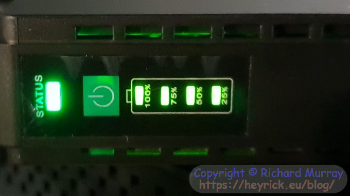 Mini UPS, indicators when power is on.