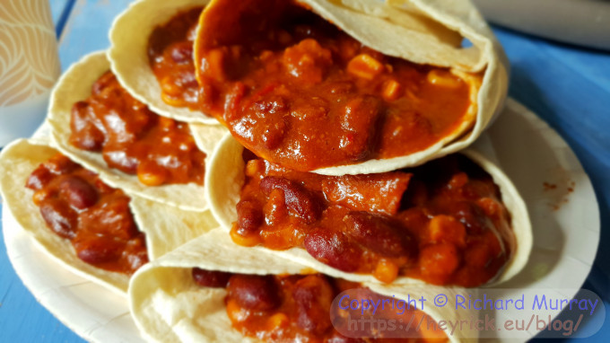 Home made chili wraps