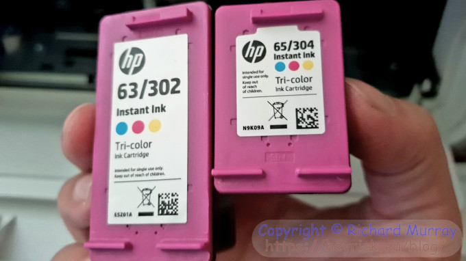 Old and new Instant Ink cartridges