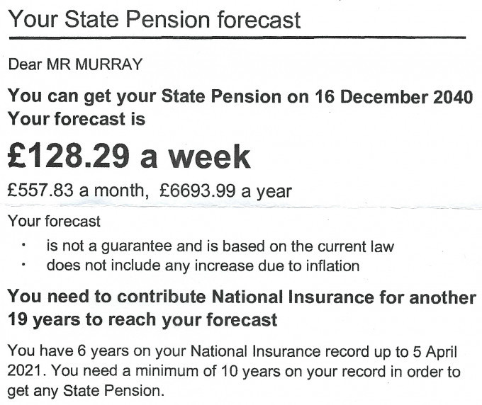 My pension forecast