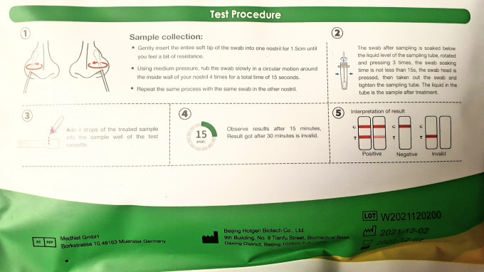 Covid home test - instructions