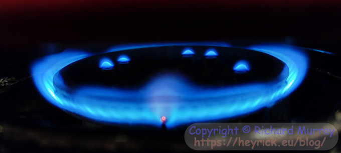 Gas flame, on low