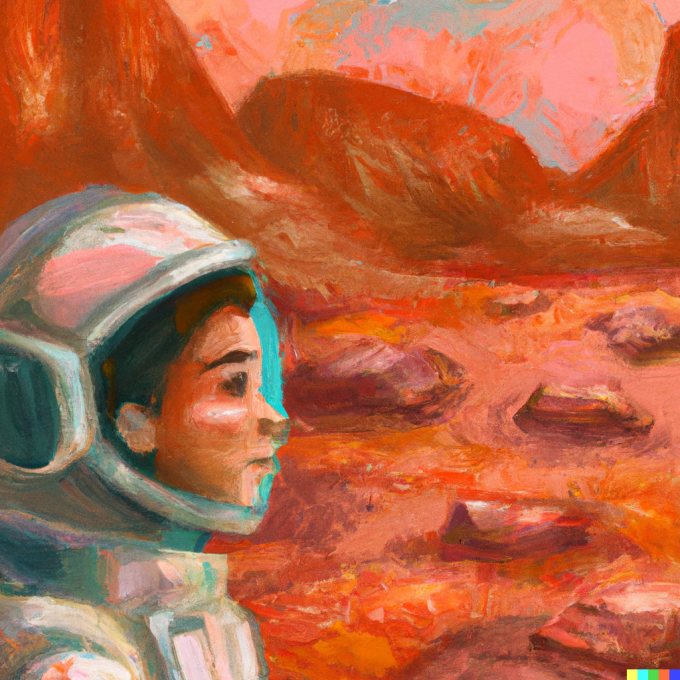 A girl on Mars, Impressionist style.