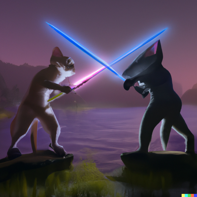 Wuxia kittens with lightsabres!