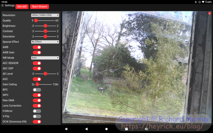 A screenshot of the second camera in use