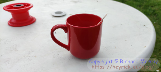 A big red mug