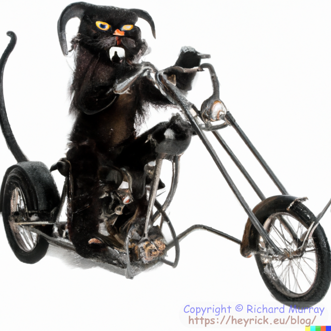 Heavy metal cat on a Harley