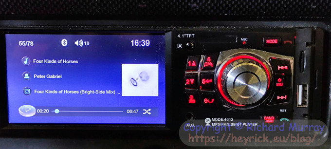 Car radio playing an MP3