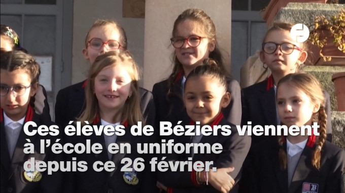 French children wearing school uniform