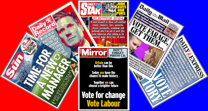 A composite of various newspaper front pages