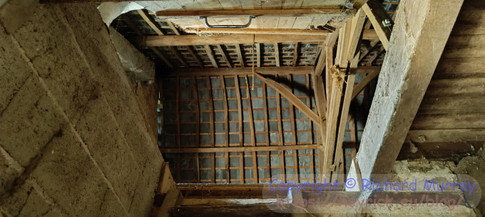 Looking up into the attic