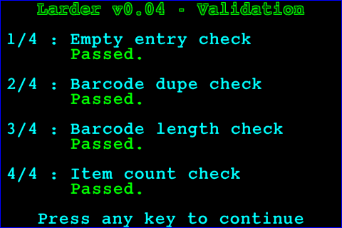 Validate the database